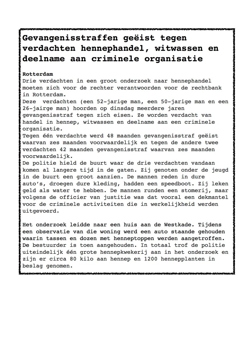 Mijn tante Hetty Verdachten hennephandel