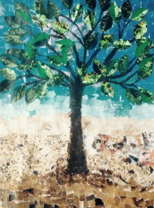 Een oude boom, gekleurde gedachten, Karien Damen